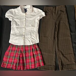 Chaps Button Down Shirt Heartstrings Plaid Skirt Amy Byer Pinstripe Pants SZ 6